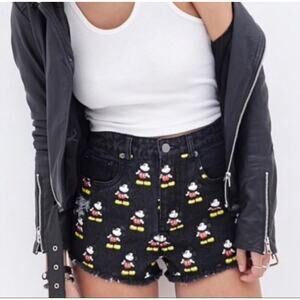 Disney Black Denim Mickey Mouse Cutoff Shorts, Size 25